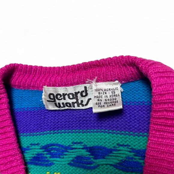 Gerard Works 80s Vintage Magician Magic Rabbit Sweater Cardigan Small - Picture 7 of 8